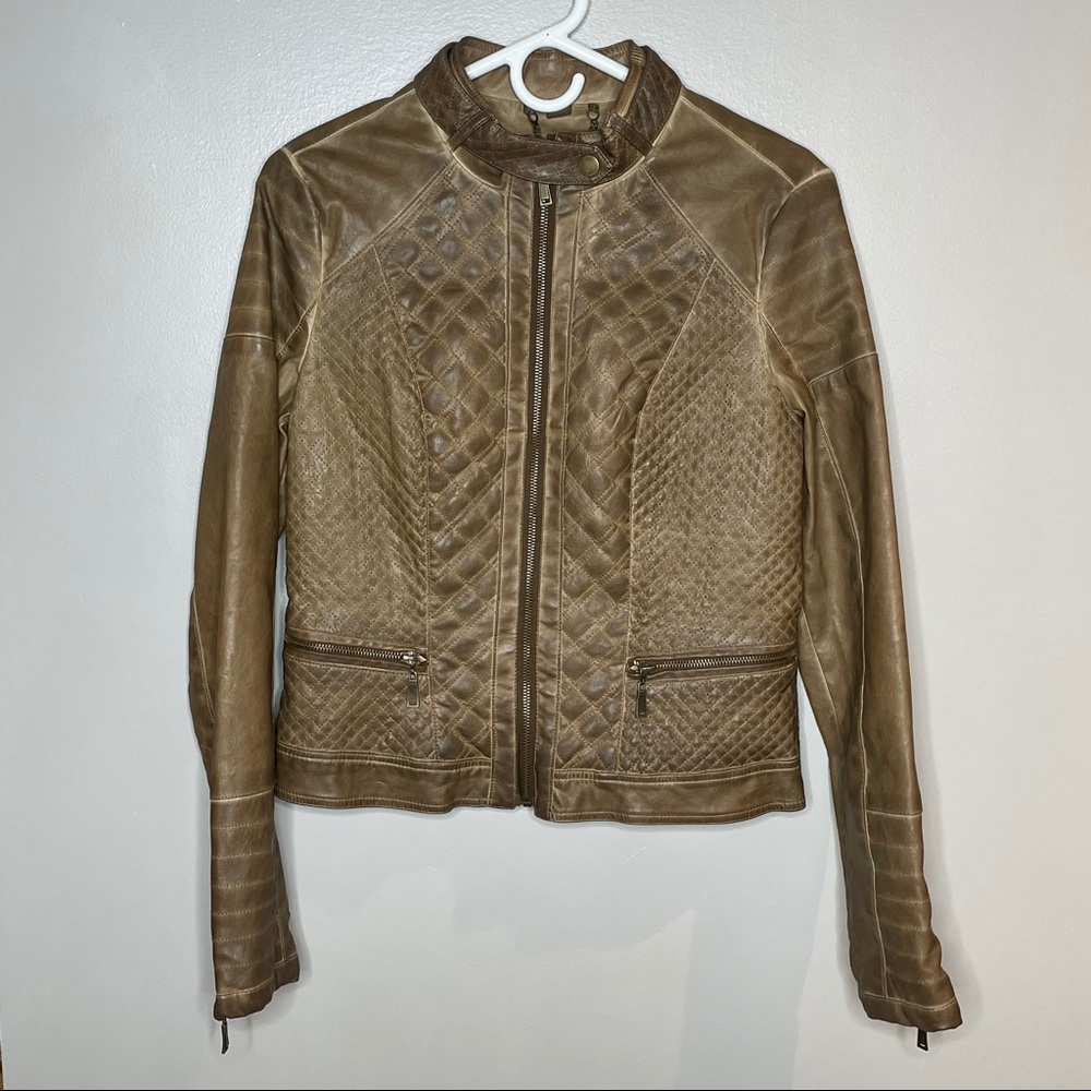 J2 Brown Distressed Faux Leather Jacket